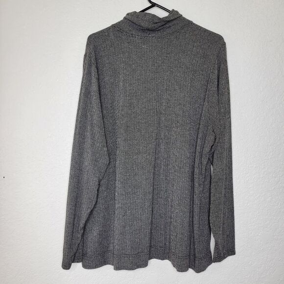 L.L. Bean Size 2X Gray Black Chevron Stripe Turtleneck Long Sleeve Shirt Top - Picture 6 of 8